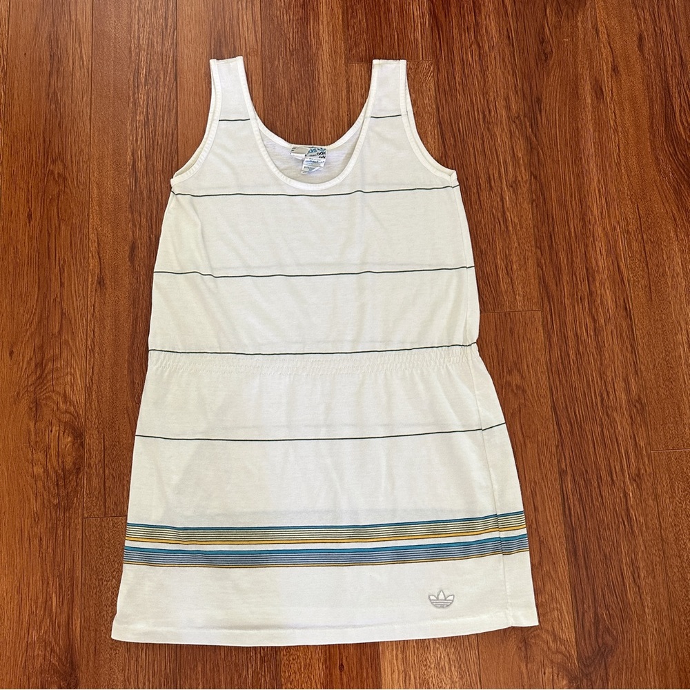Vintage White Adidas Tennis Dress Ventex Women's Medium / UK 14 Striped Athletic